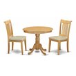 Pemberly Row Antique 3-piece Wood Dining Table and Chair Set in Oak