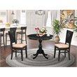 Pemberly Row Antique 3-piece Wood Dining Set with Linen Seat in Black