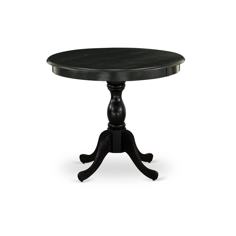 Pemberly Row Antique 3-piece Wood Dining Set with Linen Seat in Black