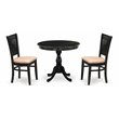 Pemberly Row Antique 3-piece Wood Dining Set with Linen Seat in Black