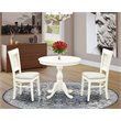 Pemberly Row Antique 3-piece Wood Dining Set with Linen Seat in White