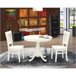 Pemberly Row Antique 3-piece Dining Set with Slatted Chair in Linen White