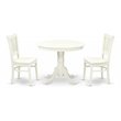 Pemberly Row Antique 3-piece Dining Set with Slatted Chair in Linen White