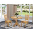 Pemberly Row Antique 3-piece Wood Small Kitchen Table Set in Oak