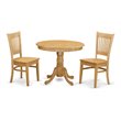 Pemberly Row Antique 3-piece Wood Small Kitchen Table Set in Oak