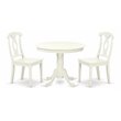 Pemberly Row Antique 3-piece Dining Set with Panel Back Chair in White