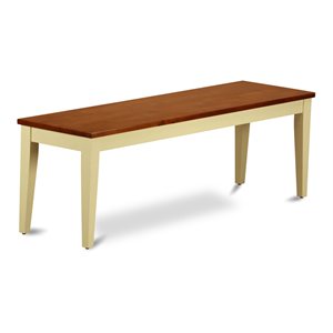 Pemberly Row Traditional 17&quot Wood Dining Bench in Cream/Cherry