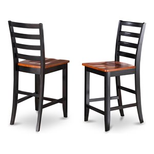 Pemberly Row Traditional 11&quot Wood Bar Stools in Black/Cherry (Set of 2)