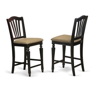 Pemberly Row Traditional 42&quot Fabric Bar Stools in Black (Set of 2)