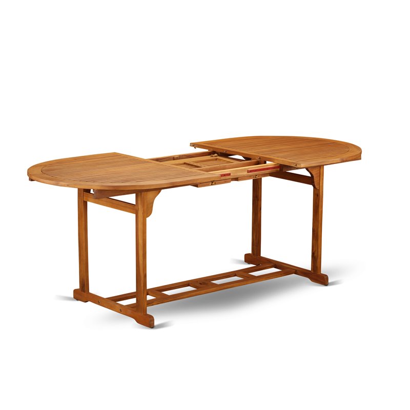Pemberly Row Traditional Wood Patio Dining Table in Natural Oil