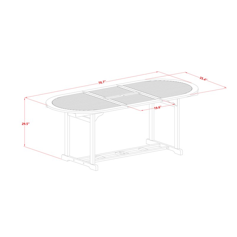 Pemberly Row Traditional Wood Patio Dining Table in Natural Oil