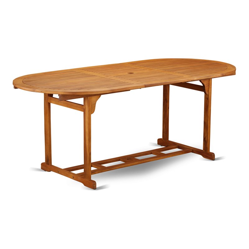 Pemberly Row Traditional Wood Patio Dining Table in Natural Oil
