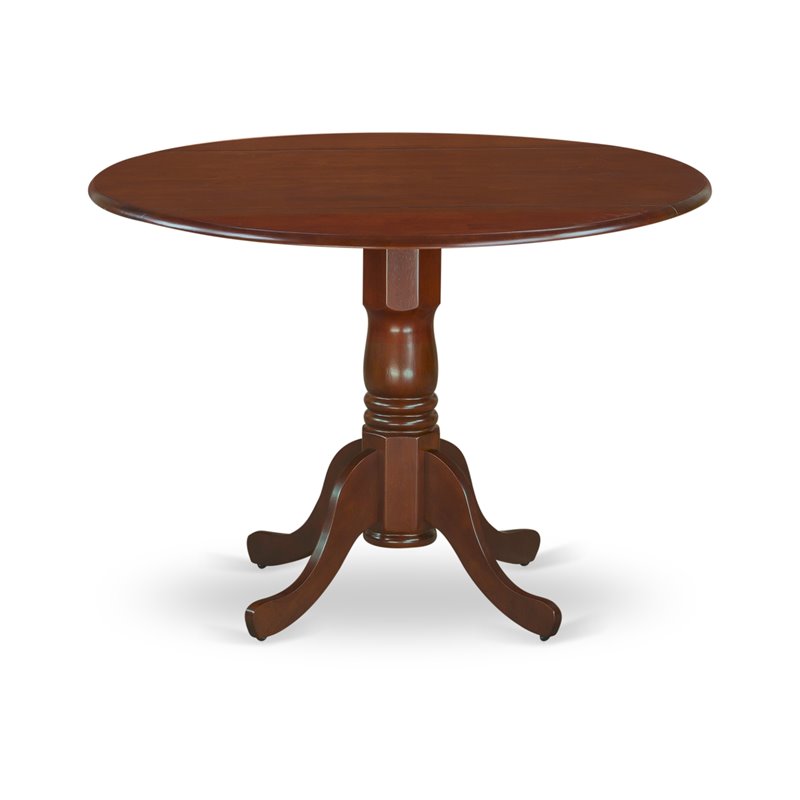 Pemberly Row Wood Dining Set with Linen Fabric Seat in Mahogany