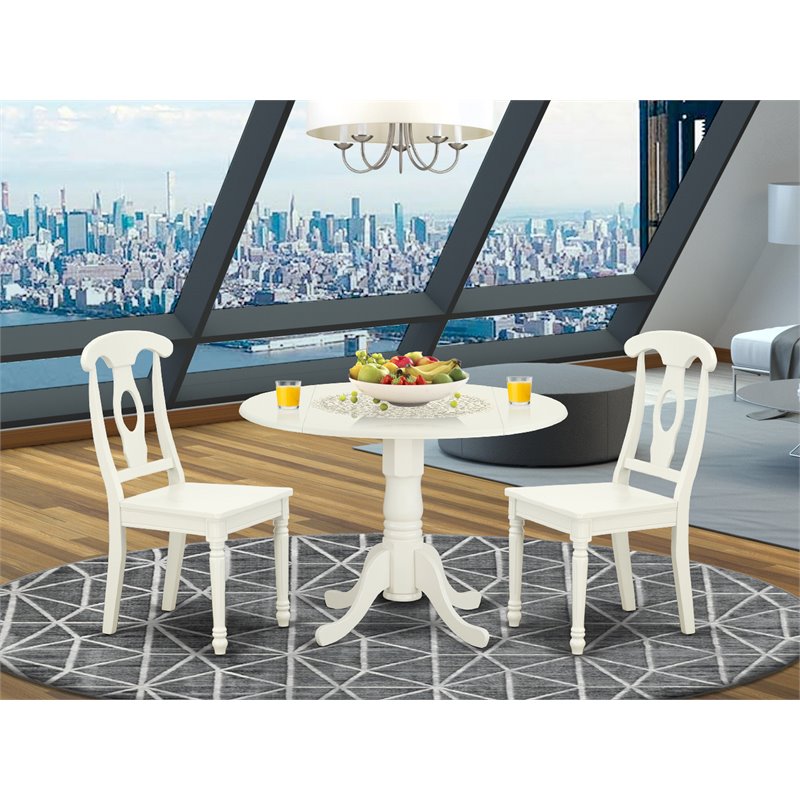 Pemberly Row 3-piece Dining Table and Panel Back Chairs in White