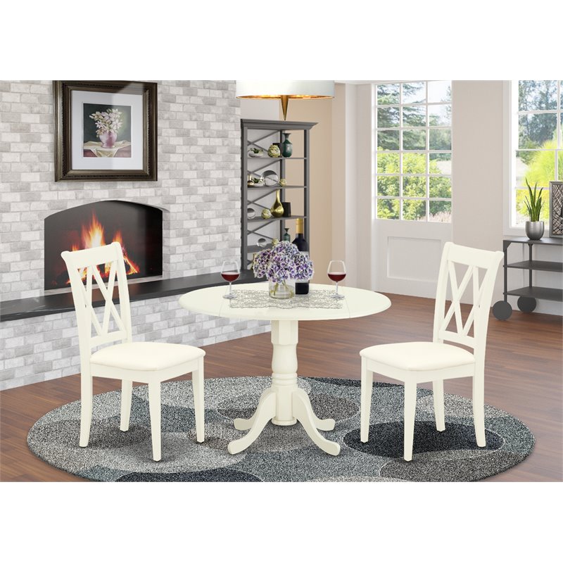 Pemberly Row Wood Dining Set with Linen Fabric Seat in White