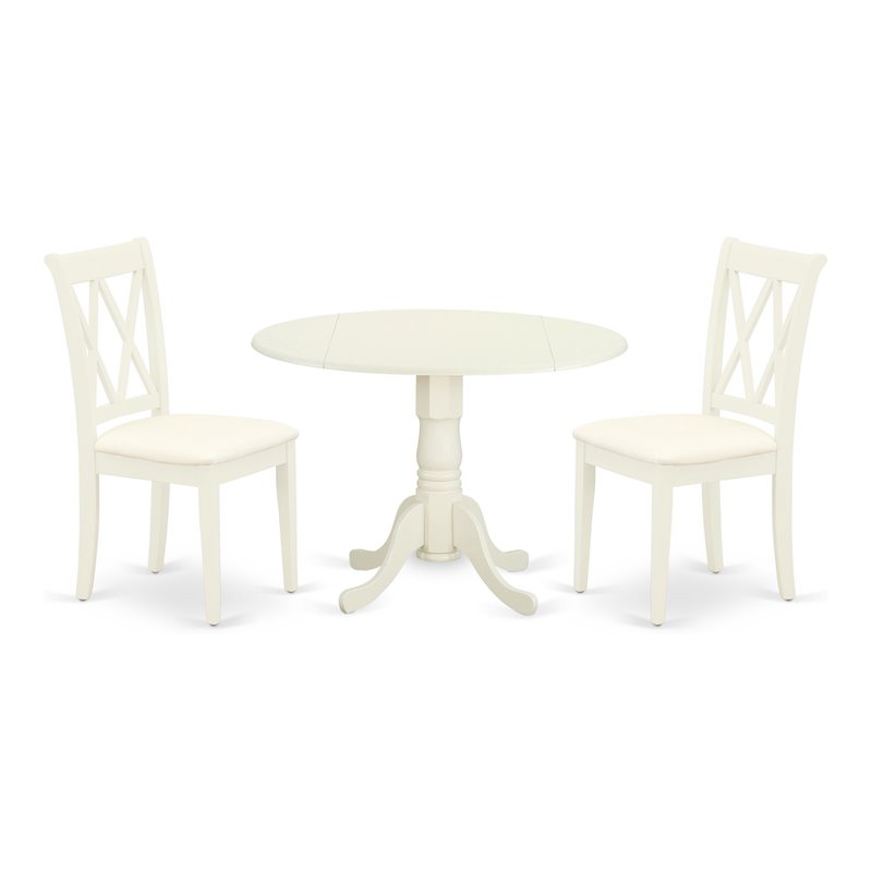 Pemberly Row Wood Dining Set with Linen Fabric Seat in White