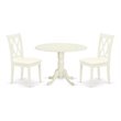 Pemberly Row Wood Dining Set with Linen Fabric Seat in White