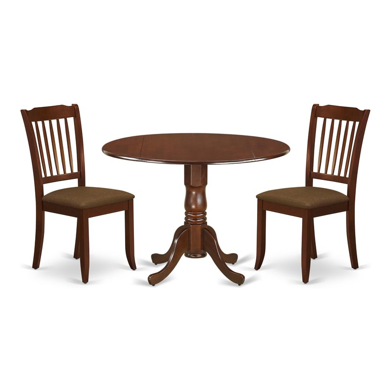 Pemberly Row Traditional Wood Dining Set with Linen Seat in Mahogany