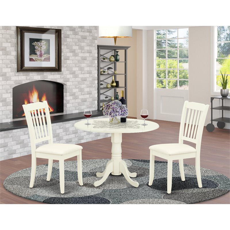 Pemberly Row Traditional Wood Dining Set with Linen Seat in Linen White