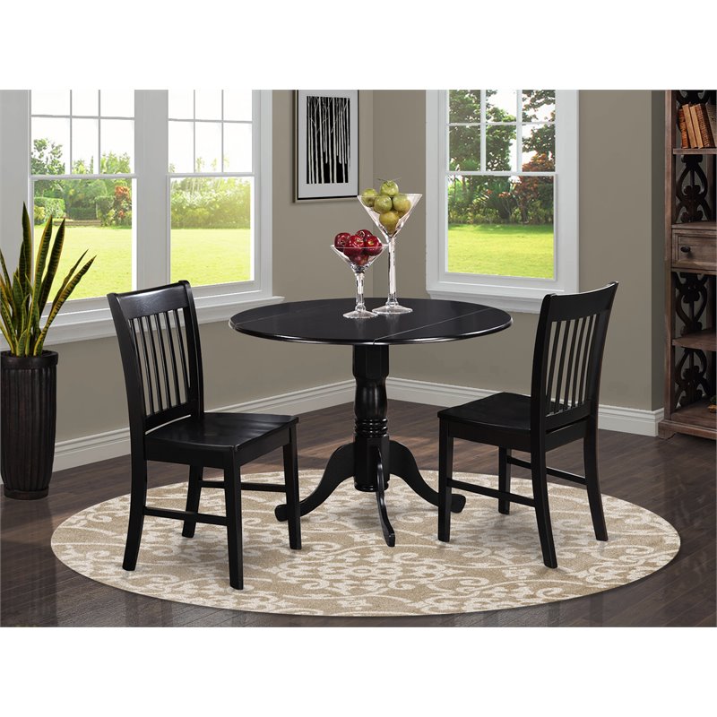 Pemberly Row 3-piece Traditional Wood Kitchen Table Set in Black
