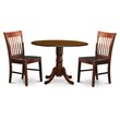 Pemberly Row Traditional 3-piece Wood Dining Table Set in Mahogany