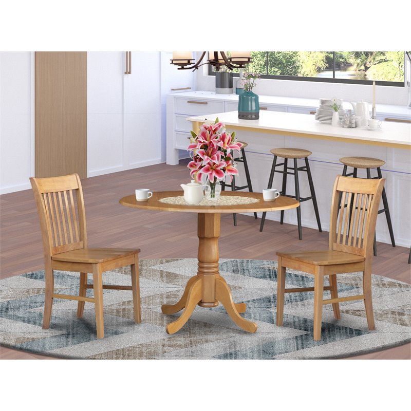 Pemberly Row 3-piece Traditional Wood Dining Room Set in Oak