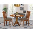 Pemberly Row Traditional 3-piece Wood Kitchen Table Set in Saddle Brown