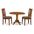 Pemberly Row Traditional 3-piece Wood Kitchen Table Set in Saddle Brown