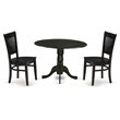 Pemberly Row 3-piece Dining Set with Slatted Chair Back in Black