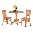 Pemberly Row Traditional 3-piece Wood Dining Table and Chair Set in Oak