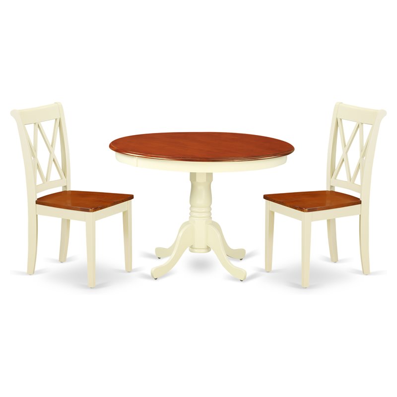 Pemberly Row 3-piece Dining Set with X-Back Chairs in Cherry