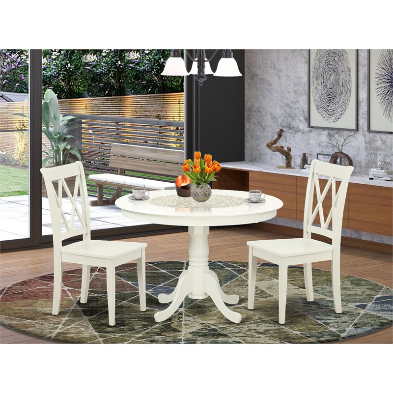 Pemberly Row 3-piece Dining Table and X-Back Chairs in White