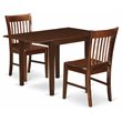 Pemberly Row 3-piece Dining Table and Slat Back Chairs in Mahogany