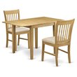 Pemberly Row 3-piece Wood Dining Set with Linen Fabric Seat in Oak