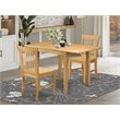 Pemberly Row 3-piece Wood Dining Set with Slat Back Chairs in Oak