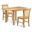 Pemberly Row 3-piece Wood Dining Set with Slat Back Chairs in Oak