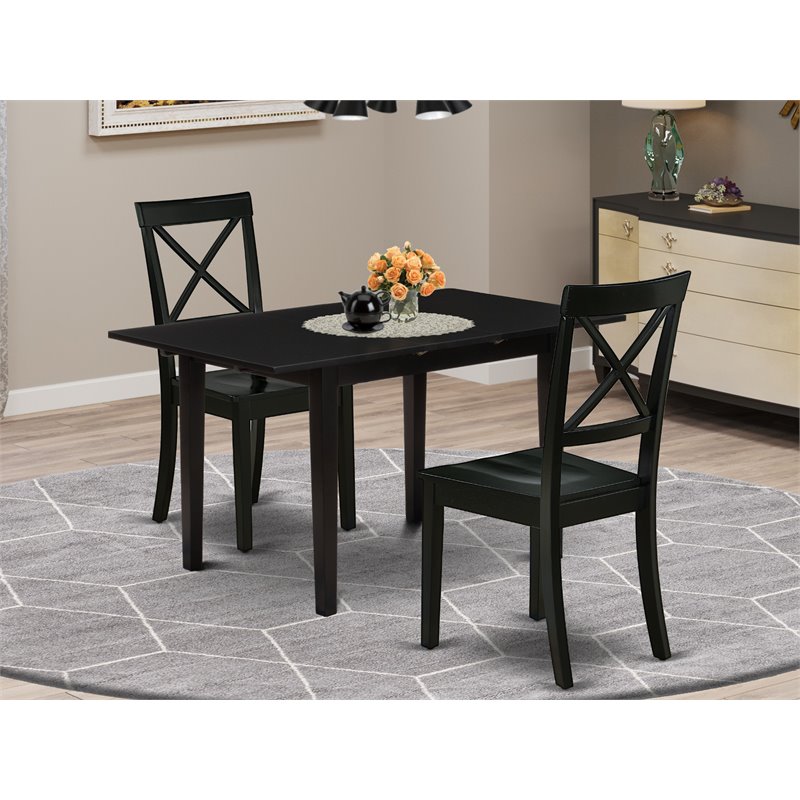 Pemberly Row Traditional 3-piece Traditional Wood Dining Set in Black