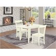 Pemberly Row 3-piece Dining Table and Slat Back Chairs in White