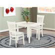 Pemberly Row 3-piece Dining Set with Fabric Seat in Linen White