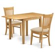 Pemberly Row 3-piece Dining Table and Linen Seat Chairs in Oak