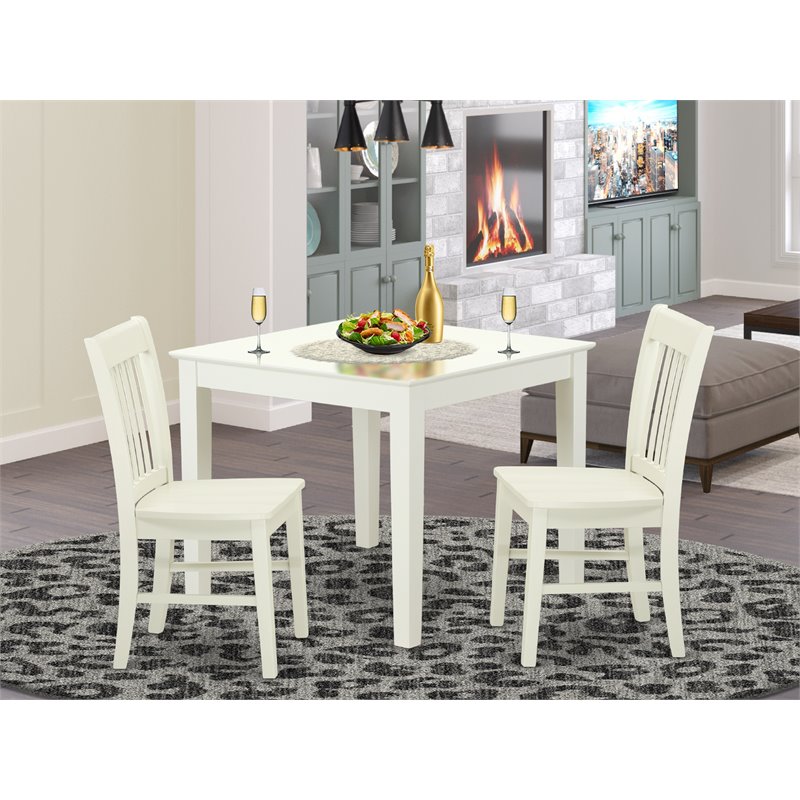 Pemberly Row 3-piece Wood Dining Table and Chairs in Linen White