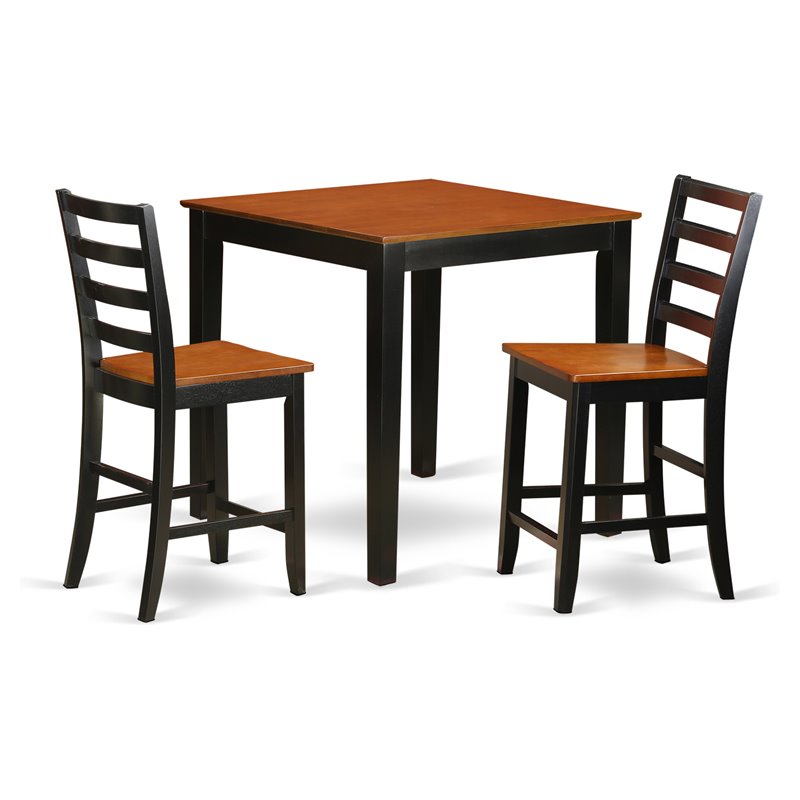 Pemberly Row Pub 3-piece Wood Dining Table Set in Black and Cherry