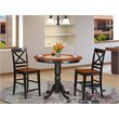 Pemberly Row 3-piece Wood Dining Table Set in Black and Cherry
