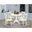 Pemberly Row Antique 5-piece Dining Set with Round Table in Linen White