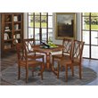 Pemberly Row Antique 5-piece Table and Doublexback Chairs in Mahogany
