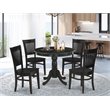 Pemberly Row Antique 5-piece Dining Set with Slatted Chair Back in Black