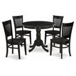 Pemberly Row Antique 5-piece Dining Set with Slatted Chair Back in Black