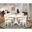 Pemberly Row Antique 5-piece Dining Table Slatted Chairs in Linen White