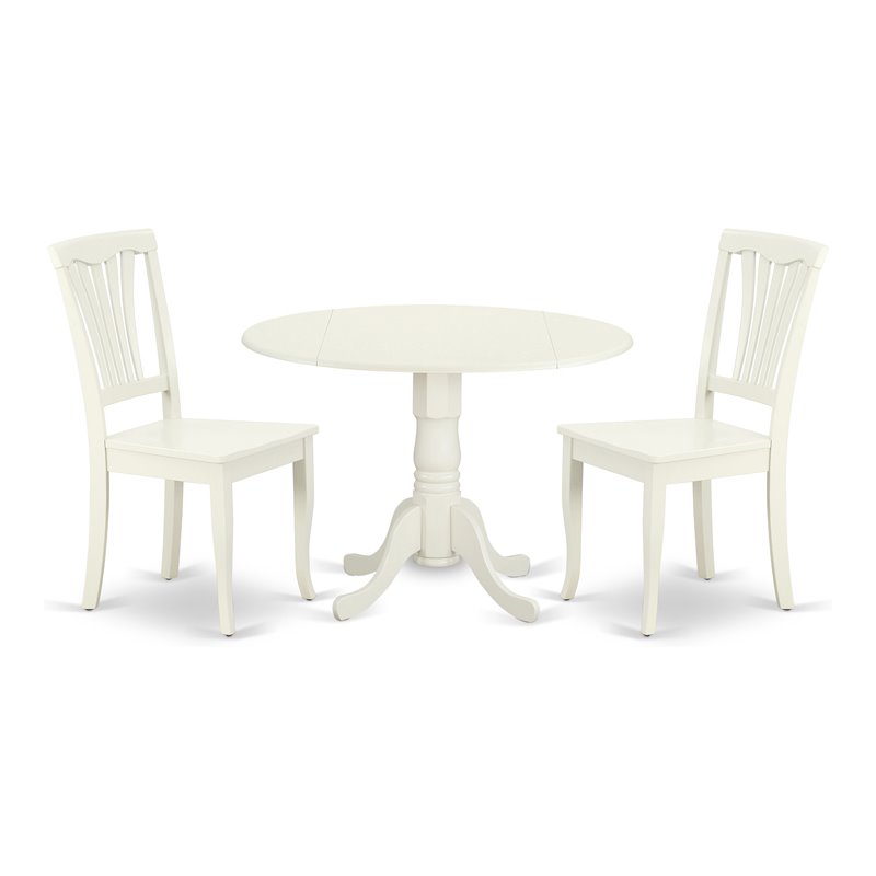 Pemberly Row 3-piece Traditional Wood Dining Set in White Finish