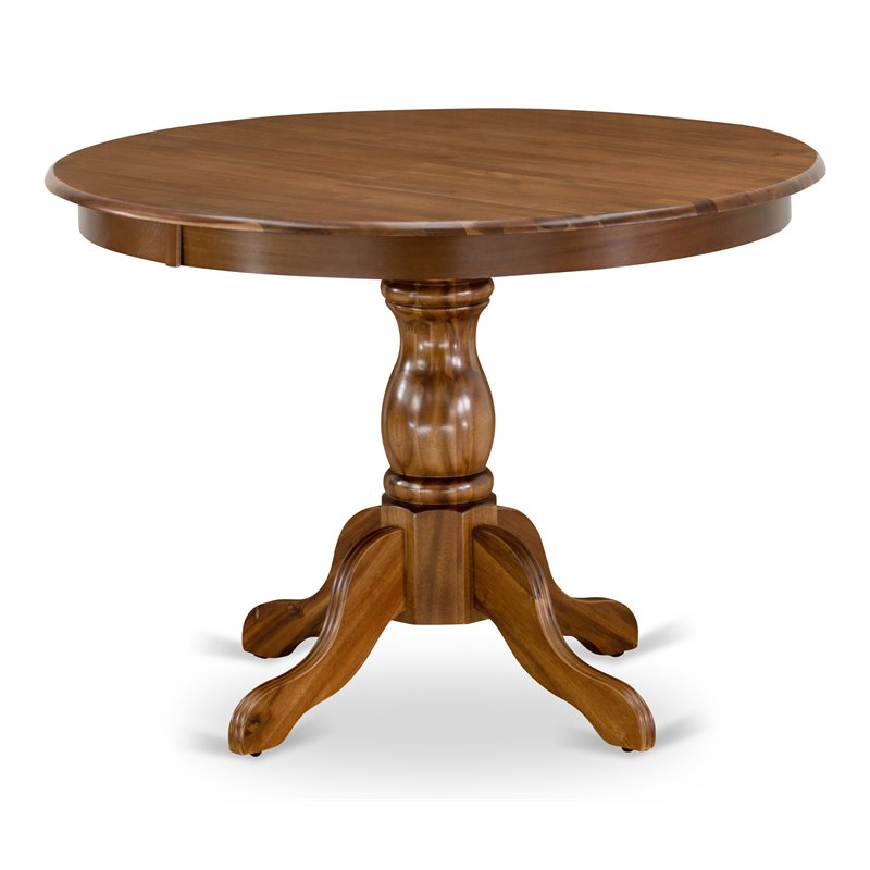 Pemberly Row Traditional Wood Dining Table with Pedestal Legs in Walnut